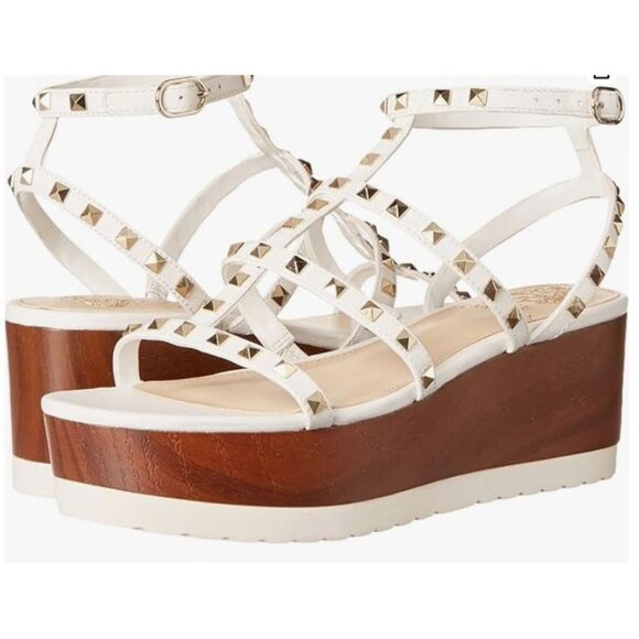 Vince Camuto Studded White Strappy Platform Sandals 7M - Picture 7 of 16